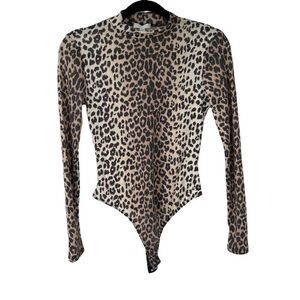 Abound‎ Cheetah Animal Print Long Sleeve Body Suit Sz XS